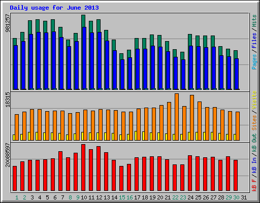 Daily usage for June 2013