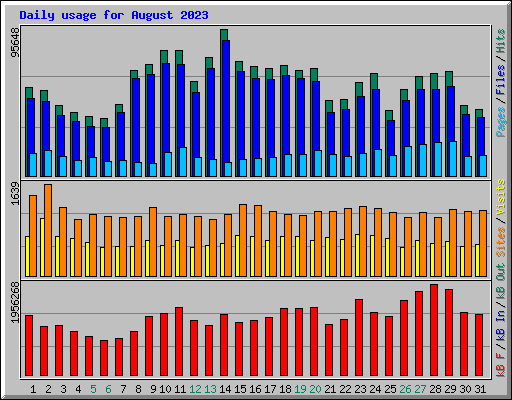 Daily usage for August 2023