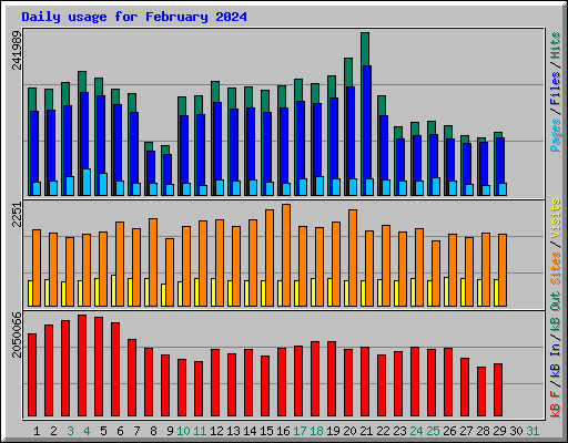 Daily usage for February 2024