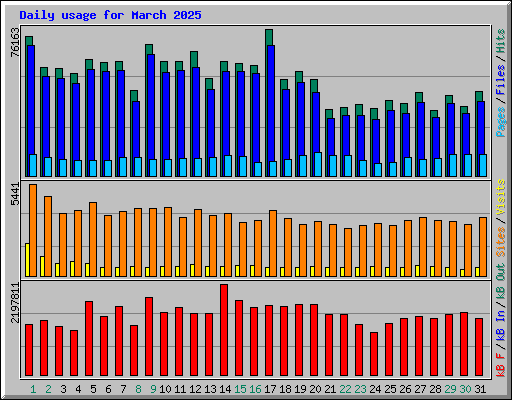 Daily usage for March 2025